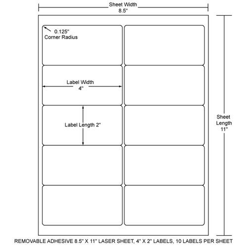 4" x 2" EDP Laser Sheet (Case) - RL-4-2-10-REM