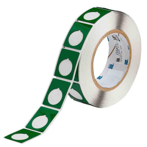 THTEP167-593-.25GN Brady Raised Panel Polyester Circular Hole with Notch Push Button Label - Image1