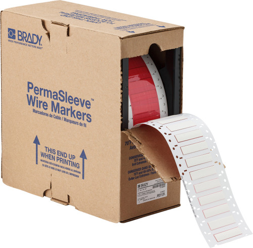 Brady 1" x 0.439" PermaSleeve Heatex Wire Marking Sleeves Label (Roll of 2000 Each) - 2HX-250-2-WT-2