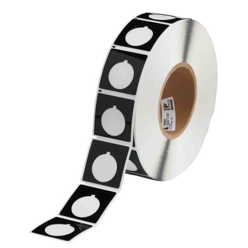 THTEP-169-593-.5BK Brady Raised Panel Polyester Circular Hole with Notch Push Button Label - Image1