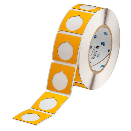 THTEP169-593-.25YL Brady Raised Panel Polyester Half Circle Push Button Label - Image1