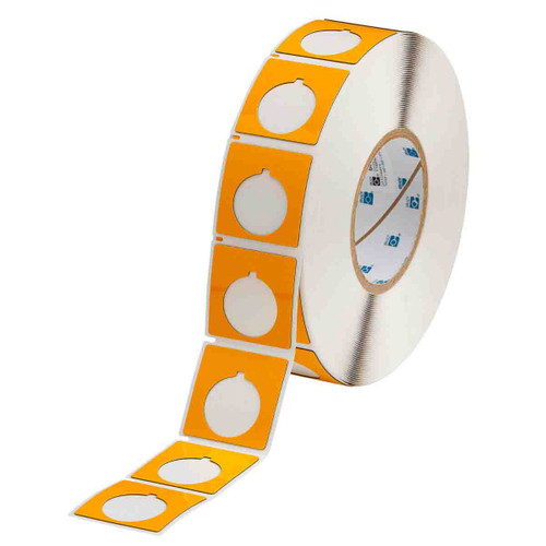 THTEP-169-593-.5YL Brady Raised Panel Polyester Circular Hole with Notch Push Button Label - Image1