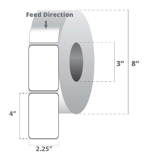 Zebra 2.25" x 4" Z-Select 4000D Label (Roll) - 72278-EA