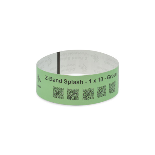 Zebra 1" x 10" Z-Band Splash Wristband (Green) (Roll) - 10012718-4-EA