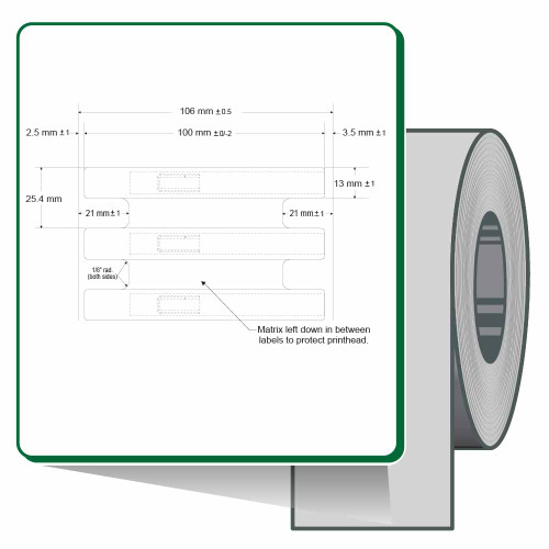 Zebra 3.98" x 0.5156" Silverline Slim II RFID on-metal Label (Case) - 10026766