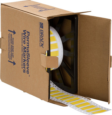 Brady Low Smoke Zero Halogen PermaSleeve Heat Shrink Tubing, 0.5" Dia x 2" W, Yellow, Roll of 500 Each
