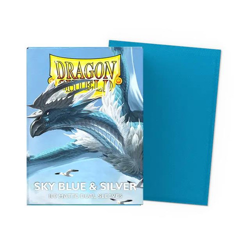 Dragon Shield Sleeves: Standard DUAL- Matte Sky Blue & Silver (100 ct.)