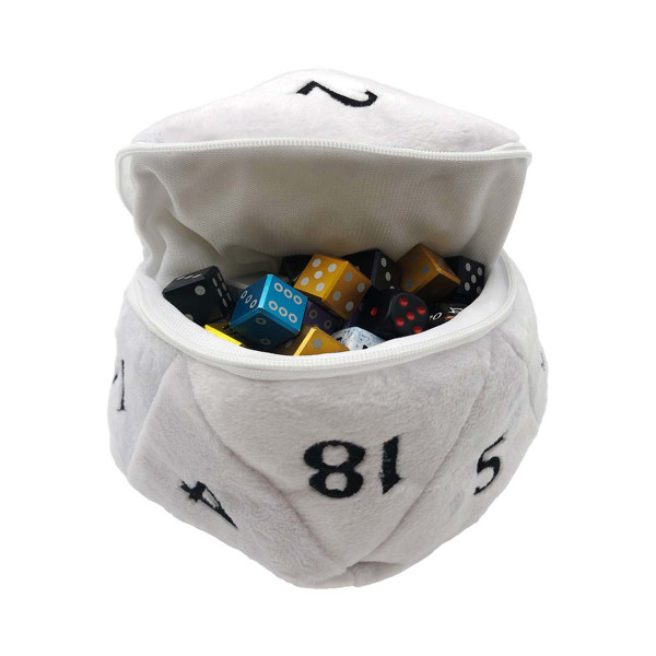 D20 Plush Dice Bag - White