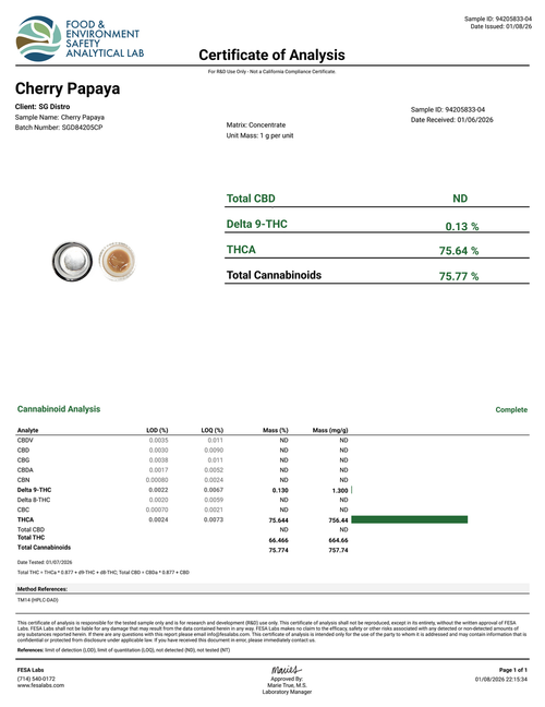 Cherry Papaya - 0.5g Live Rosin Disposable - Hybrid