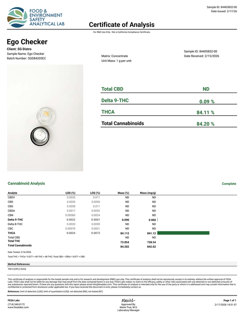 Ego Checker - 0.5g Live Rosin Disposable - Hybrid