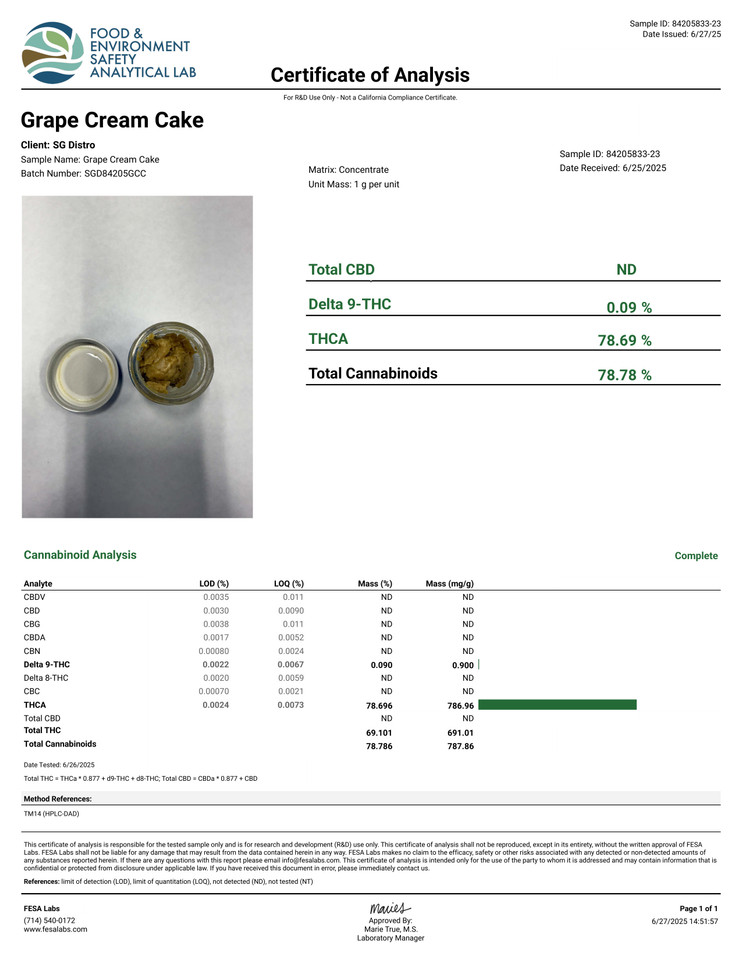 GRAPE CREAM CAKE 0.5g ROSIN DISPOSABLE - INDICA