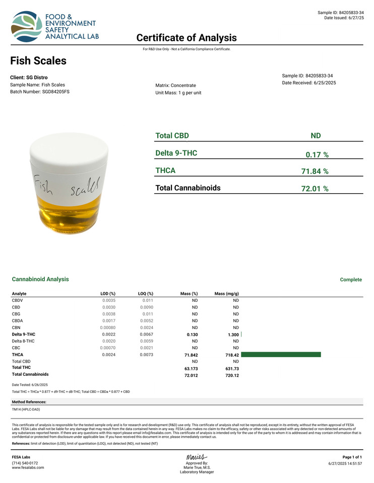 FISH SCALES 0.5g ROSIN DISPOSABLE - INDICA