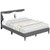 Queen Size Upholstered Platform Bed with Button Tufted Headboard-Gray