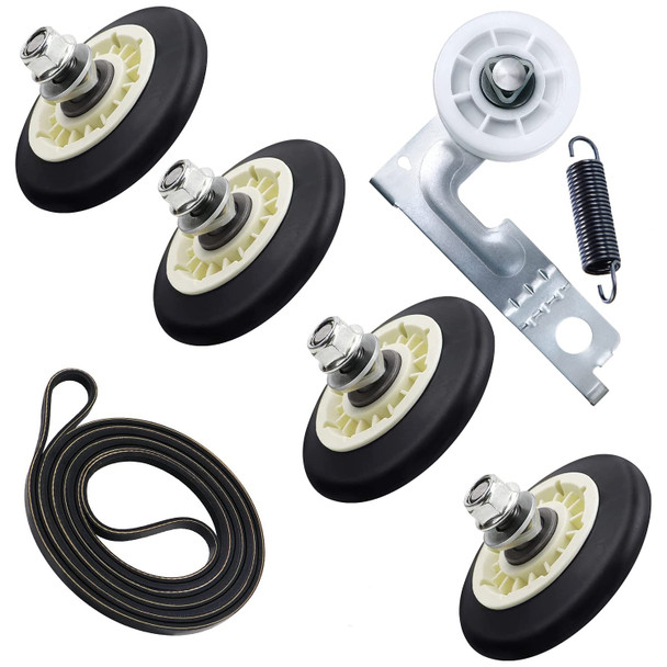 796.91532110 Kenmore Dryer Drum Rollers With Motor Pulley And Belt Kit