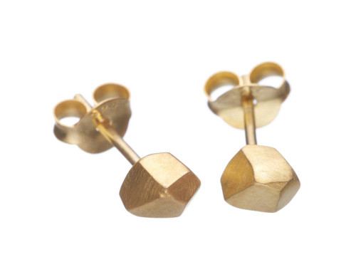 SHABANA JACOBSON - Mini Geometric Faceted Stud Earrings - Matte Gold