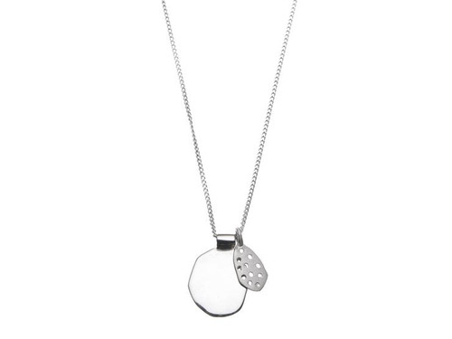 SHABANA JACOBSON - Honeycomb Drop Necklace - Matte Silver & Polished Silver