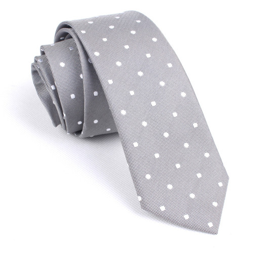 OTAA Grey with White Polka Dots Skinny Tie