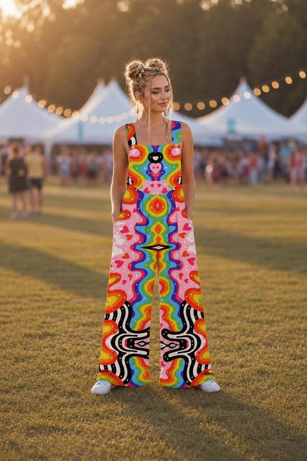 Paint Party wide leg jumpsuit front view at festival