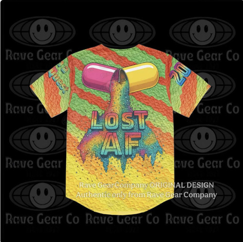 Lost AF 2026 Rave Baseball Jersey — melting psychedelic capsule graphic