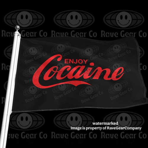 Enjoy the Slopes funny cocaine-logo parody festival flag