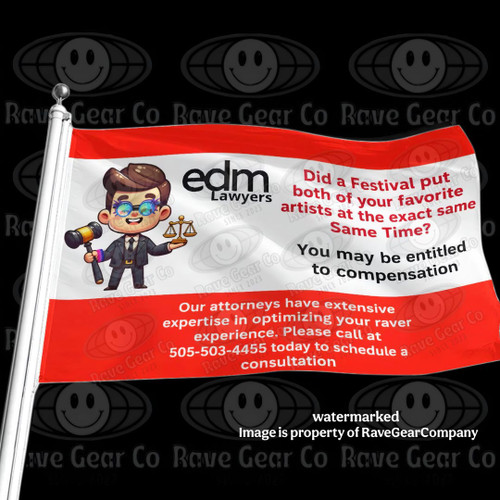 EDM Lawyers funny festival flag