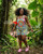 Neon doodle mushroom shortalls