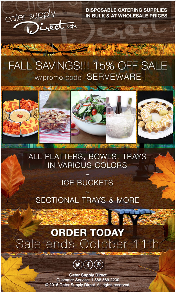 Fall Savings Save 15 off all Serving Solutions Cater Supply Direct