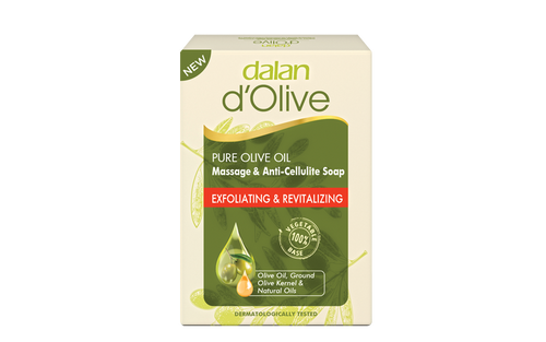  Dalan d'Olive Olive Oil Massage & Cellulite Soap helps to reduce cellulite and rejuvenate your skin with its olive seed, juniper berry oil, thyme, grape seed and wheat germ oil complex content. It is easy to use during shower/bath thanks to special designed ergonomic structure of the soap.