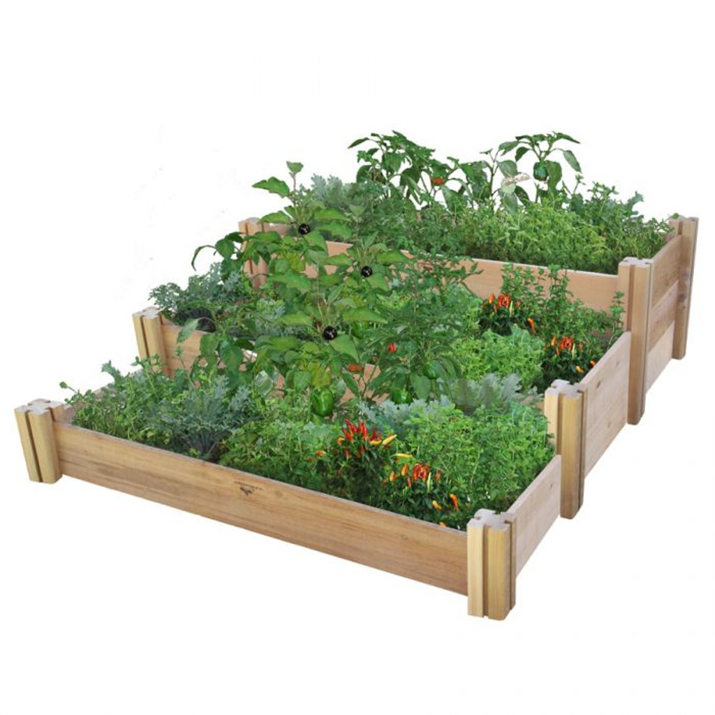 Multi Level Rustic Raised Garden Bed 48x50x19 Gronomics