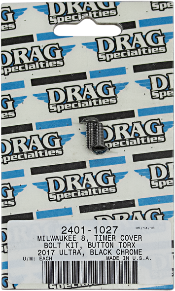 Drag Specialties Bolt Kit - Timer Cover - Black/Chrome - Knurled - M8