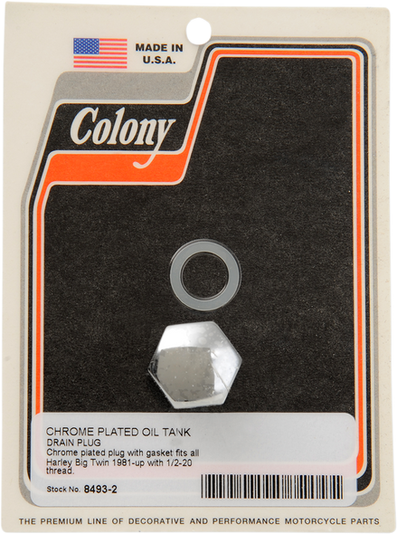Colony Drain Plug - Oil Tank With Gasket - Standard - Chrome 8493-2