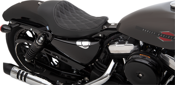 Drag Specialties 3/4 Solo Seat - Double Diamond - Black W/ Silver Stitching - Xl '04-'22