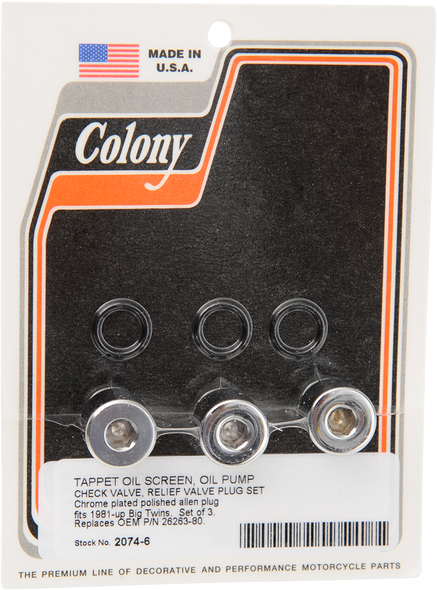 Colony Plug Kit - Oil Pump - Big Twin 2074-6