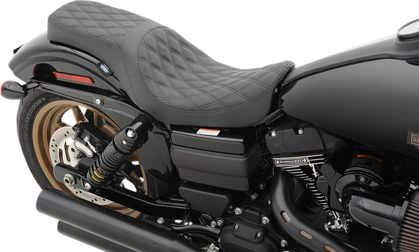 Drag Specialties Predator 2-Up Seat - Double Diamond - Black - Fx/Fl '06-'17