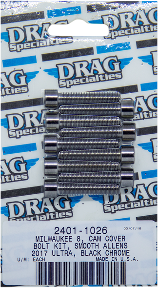 Drag Specialties Bolt Kit - Camshaft Cover - Black/Chrome - Smooth - M8