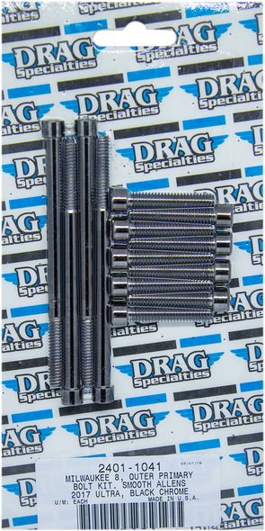 Drag Specialties Bolt Kit - Outer Primary - Black/Chrome - Smooth - M8