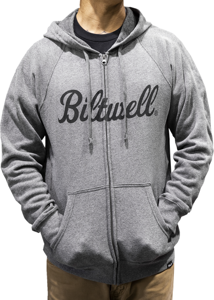 Biltwell Script Zip-Up Raglan Hoodie - Heather Gray - Small 8126-083-002 Biltwell Script Zip-Up Raglan Hoodie - Heather Gray - Small 8126-083-002