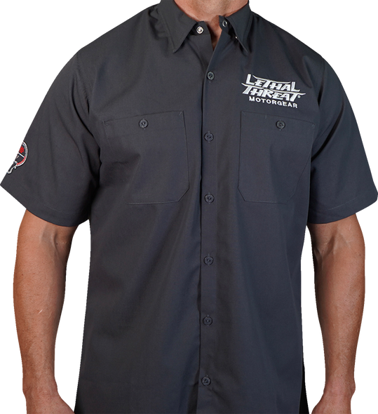 Lethal Threat Fabrication Monster Shop Shirt - Gray - Medium Fe50220M Lethal Threat Fabrication Monster Shop Shirt - Gray - Medium Fe50220M