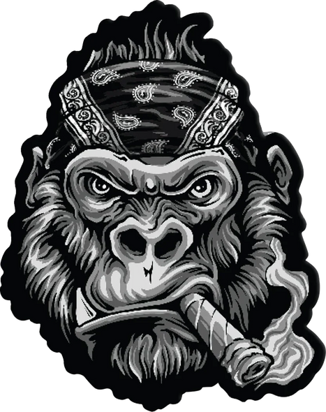 Lethal Threat Gorilla Biker Bandana Embroidered Patch - Large Lt30214