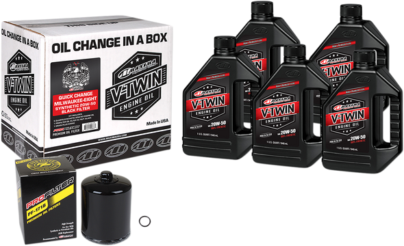 Maxima Racing Oil Quick Change M8 Synthetic 20W-50 Oil Change Kit - Black Filter 90-129015Pb