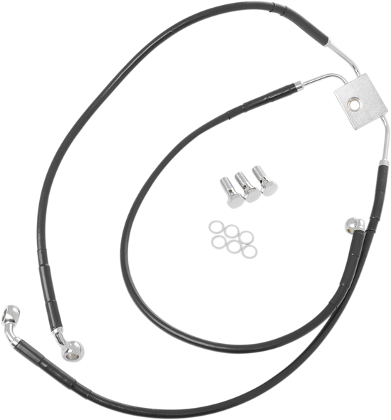 Drag Specialties Brake Line - Front - Black - +2" - Fxdf '12-'17