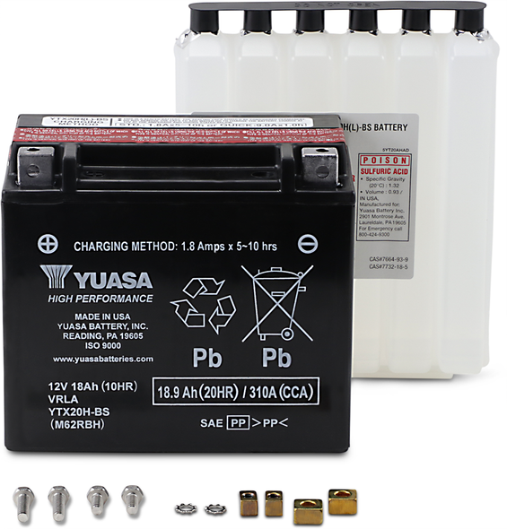Yuasa Agm Battery - Ytx20H-Bs .93 L Yuam62Rbh