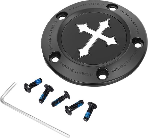 Figurati Designs Timing Cover - 5 Hole - Cross - Black Fd41-Tc-5H-Blk