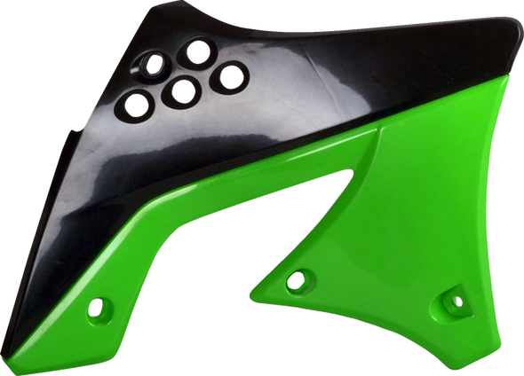 Polisport Radiator Cover - '09/ '11 Oem Black/Green - Kx 250F 8412800004