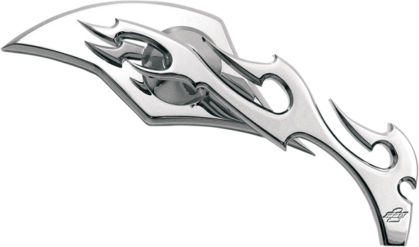 Pro-One Perf.Mfg. Mirror - Flame - Side View - Milled - Oblong - Chrome - Right 104230