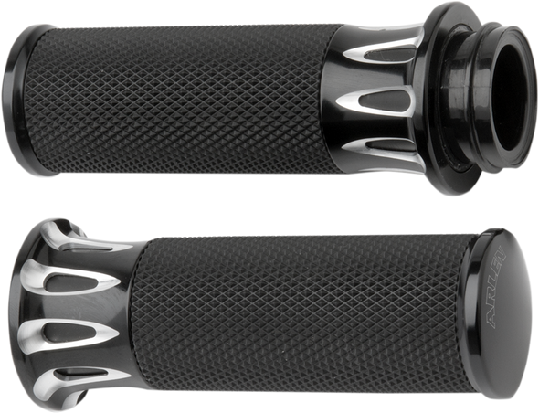 Arlen Ness Grips - Deep Cut - Tbw - Black 07-319