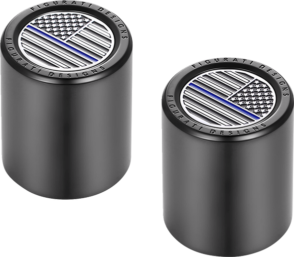 Figurati Designs Docking Hardware Covers - American Flag - Blue Line - Short - Black Fd71-Dc-2530-Bk