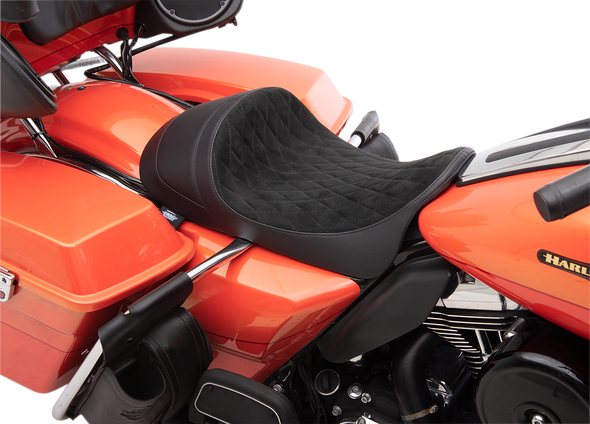 Drag Specialties Forward Low Solo Seat - Diamond - Faux Suede - Fl '08-'23