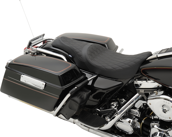 Drag Specialties Caballero Seat - Solar Reflective Leather - Diamond Stitch - Fl '97-'07