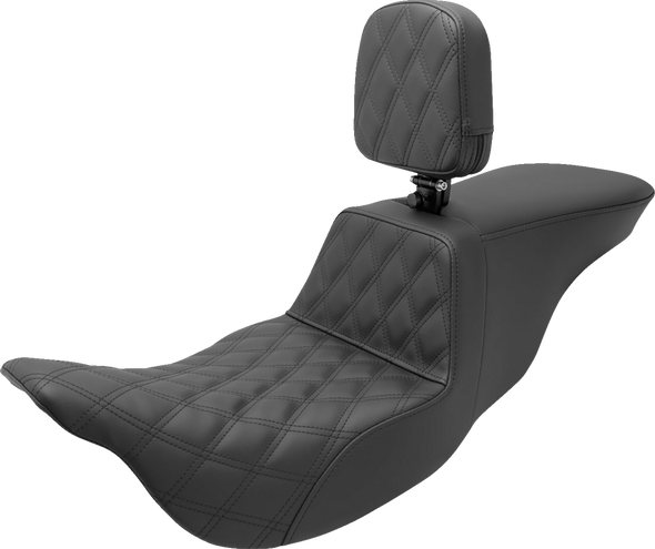 Saddlemen Tour Step-Up Seat - Rider Backrest - Rider Lattice Stitch - Fl '08-'23 808-07B-192Br
